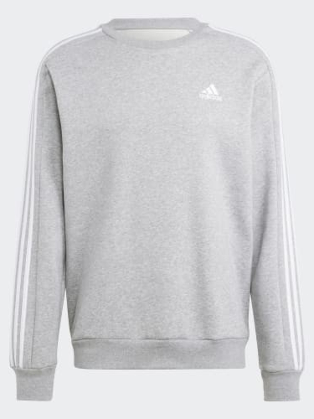Adidas Men's Essentials Fleece 3-Stripes Sweatshirt, Heather Grey (Pre-owned)